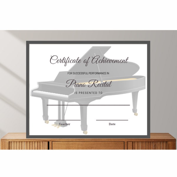 Editable Piano Recital Certificates, Music Certificates Editable, Gift for Kids