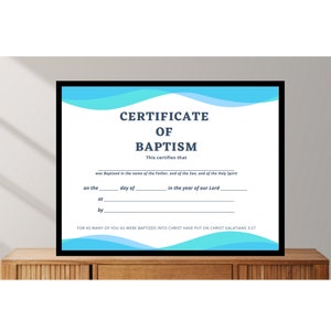 Certificado de Bautismo Editable Ola Azul, Certificado de Bautismo Imprimible, Regalo de Bautismo