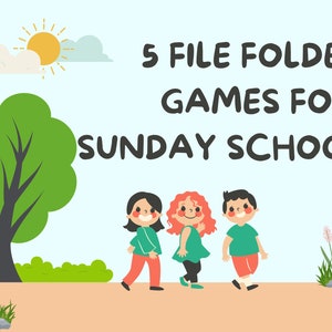 日曜学校や子供教会向けのファイルフォルダー聖書ゲームバンドル、ラップブックアクティビティ、キリスト教のゲームとギフト、男の子または女の子へのギフト