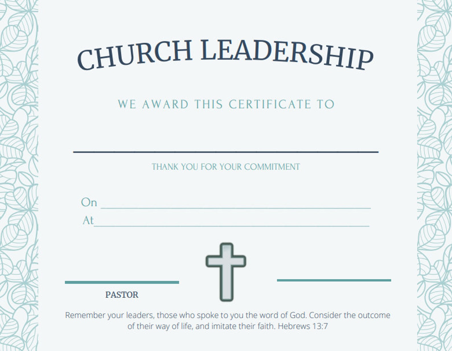 Church Leadership Printable Certificate, Printable Certificates for ...