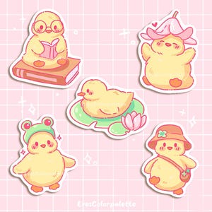 Duckling Sticker Set – Kawaii Vinyl Animal Stickers for Journaling, Laptop, Scrapbook, Gift