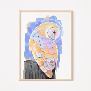 Stampa artistica di barbagianni A6 – Cartolina artistica di animali eterei