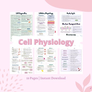 Cellular Physiology Notes | Introduction to Physiology Notes | Anatomy and Physiology Cell Contents and Functions Notes Bundle