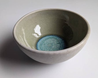 12 oz Bowl, Larimar Glaze on Half Porcelain/Half Stoneware Clay, Handmade Wheelthrown Bowl