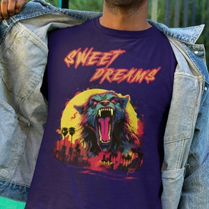 Sweet Dreams, Werewolf Tee, Neon Colors, Synthwave Aesthetics, Retro Vibe, Unisex Tee