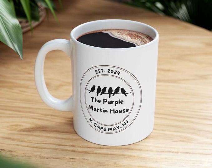 Featured listing image: The Purple Martin House – Cape May Souvenir Mug – Coastal Coffee Cup 11oz, 15oz Sizes