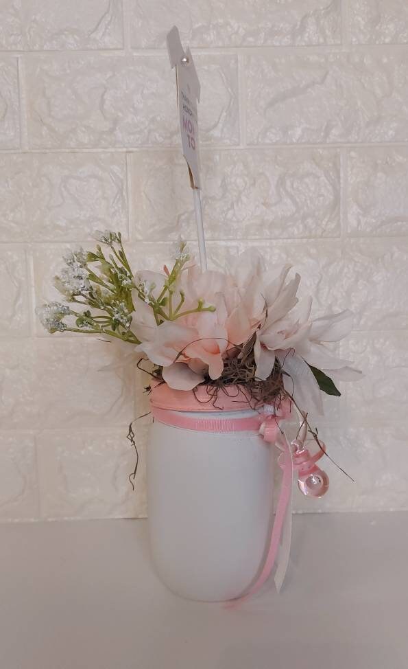Girl baby shower centerpiece Pink and gray baby shower decorations Rus –  The Little Rustic Farm