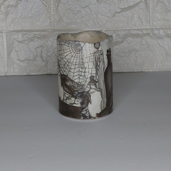 Halloween Candle, Decoupage Candle