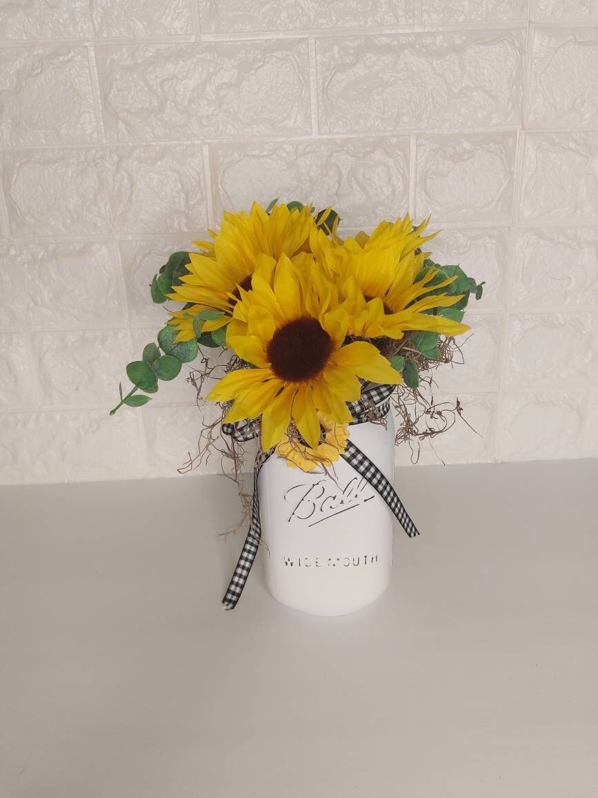 Mason Jar Sunflower Centerpieces Sunflowers Sunflower Centerpieces Sunflower Decor Floral Centerpieces baby shower