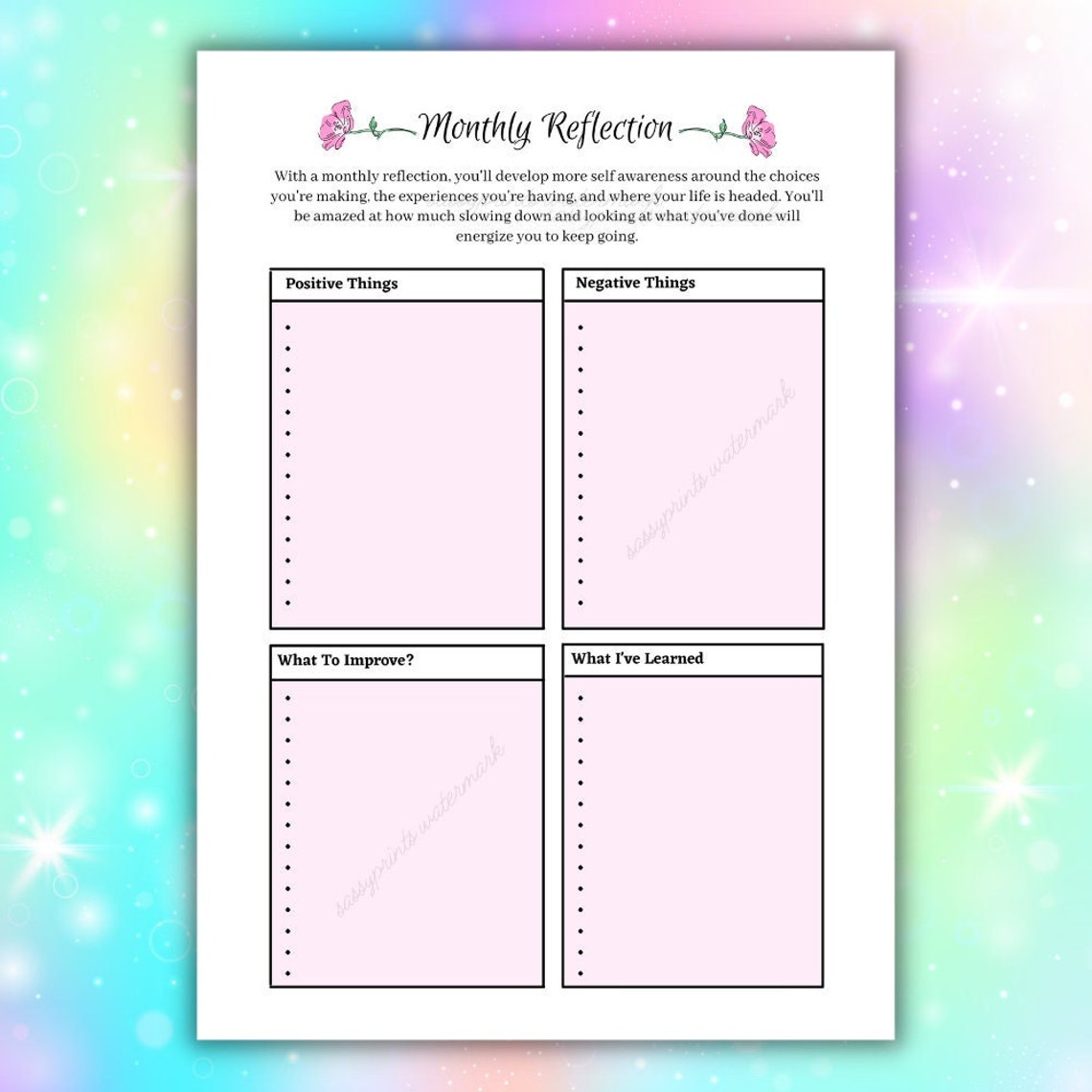 Monthly Reflection Template Monthly Reflection PDF Planner Etsy Monthly Reflection Template Monthly Reflection PDF Planner Etsy