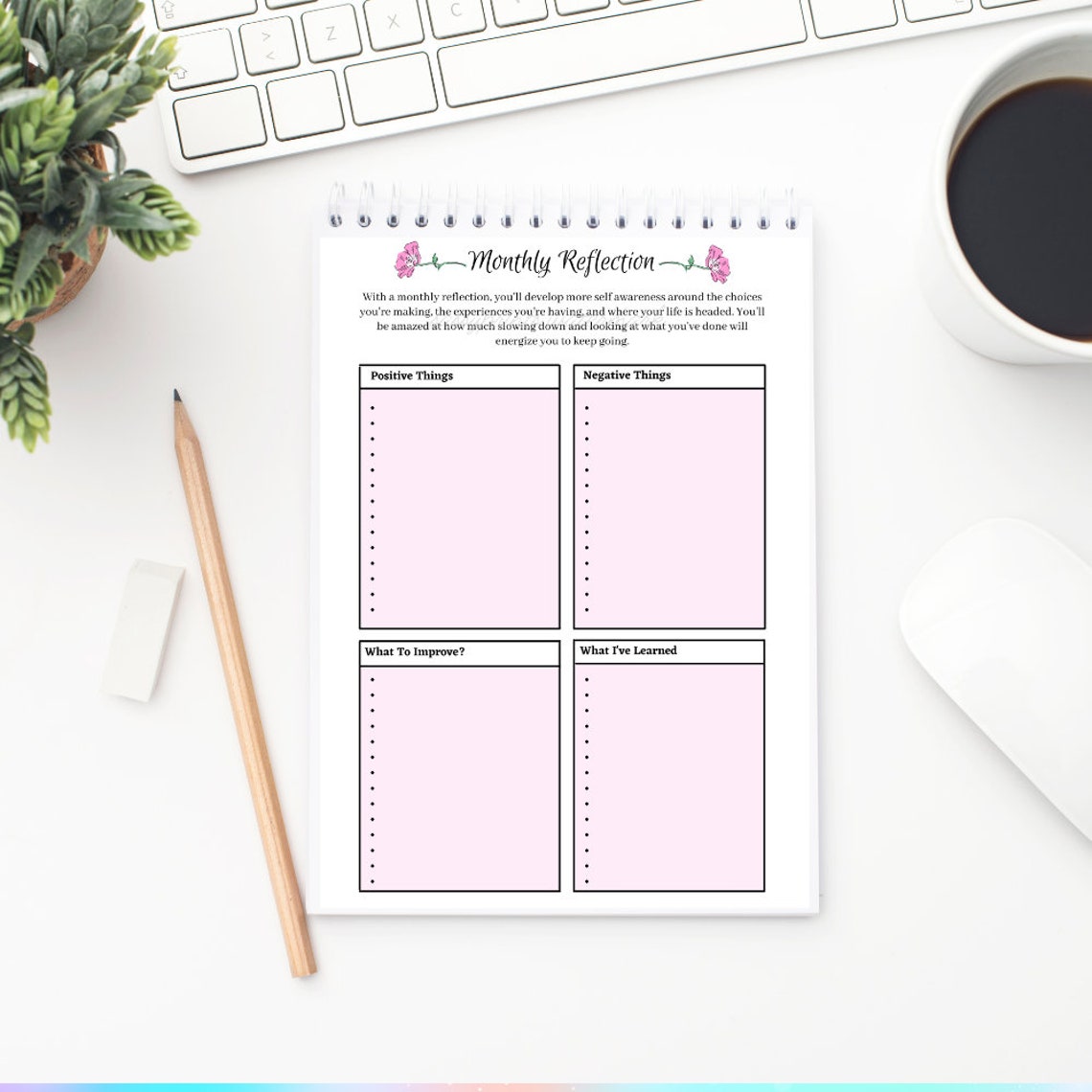 monthly-reflection-template-monthly-reflection-pdf-planner-etsy