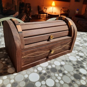 Tambour Top Walnut Box