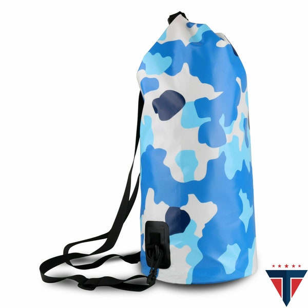 Waterproof Dry Bag - Blue Camo - Storage Dry Bags - Kayaking, Fishing, Boating - Dry Bag for Water Sports