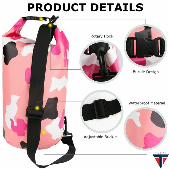 Waterproof Dry Bag Pink Camo 10L Storage Dry Bags Kayaking