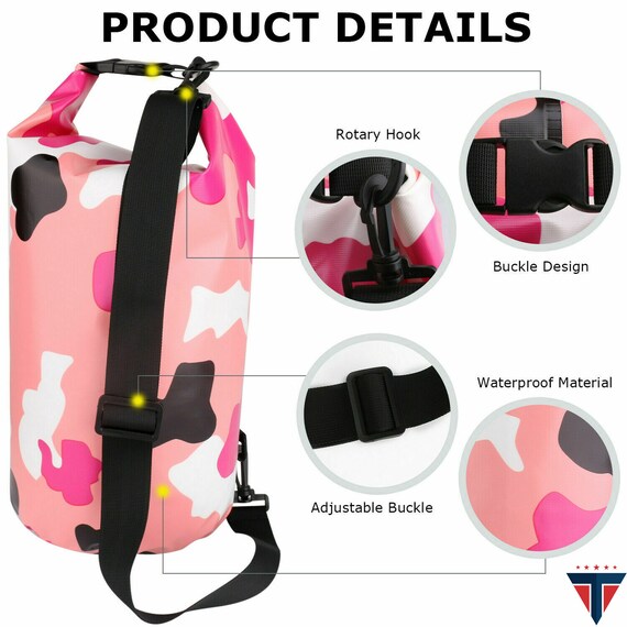 Waterproof Dry Bag Pink Camo 10L Storage Dry Bags Kayaking, Fishing,  Boating Dry Bag for Water Sports 