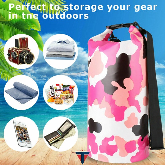 Waterproof Dry Bag Pink Camo 10L Storage Dry Bags Kayaking, Fishing,  Boating Dry Bag for Water Sports 