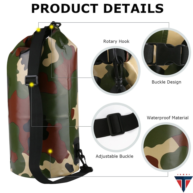 Waterproof Dry Bag Green Camo Storage Dry Bags Kayaking, Fishing