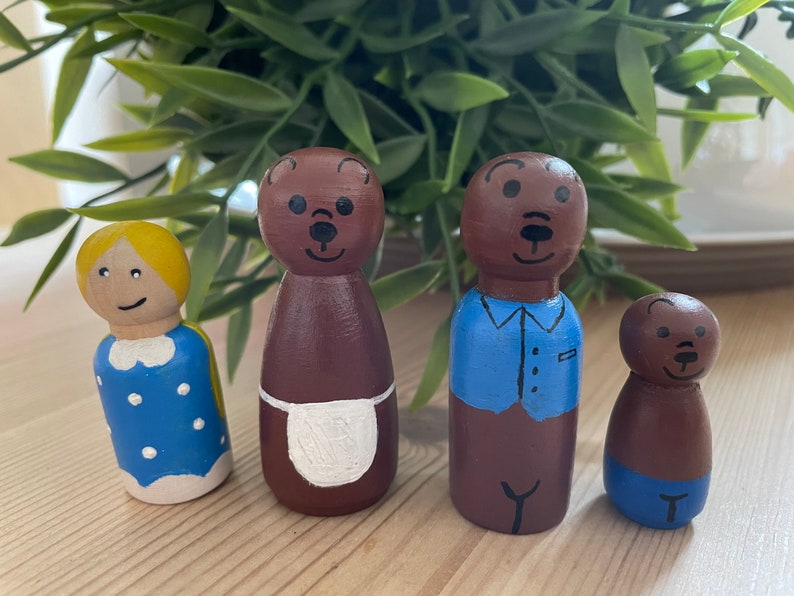 Goldilocks and the Three Bears Peg Dolls Etsy