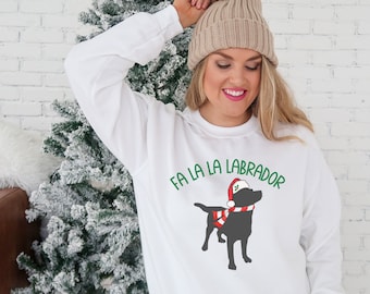 Fa la la labrador Charcoal Christmas Lab Crewneck Merry Christmas Animal Sweatshirt Cozy Christmas Holiday Shirt for Dog Lover Dog Gift