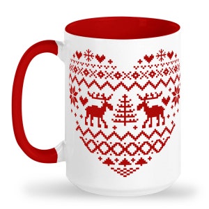 Sweater Heart Mug, Christmas Mug Ideas, Christmas Mug Funny, Coffee Mug Office, Ugly Christmas Sweater, Reindeer Mug, Holiday Mug, Coffee