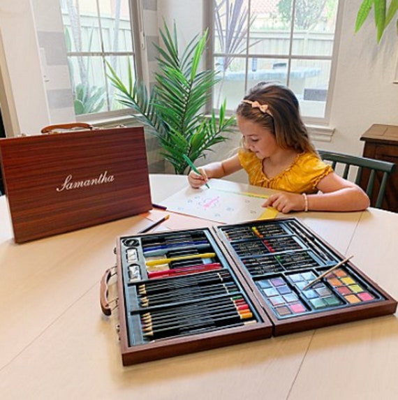 Personalized Wooden 80 Piece Art Set Crafts Drawing Painting Etsy