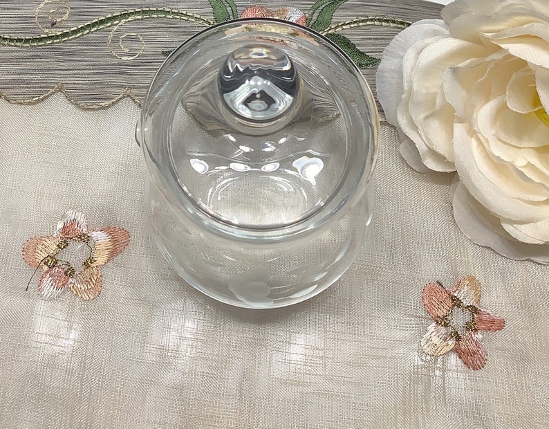 Princess House Heritage Hand Blow Glass Jar & Lid, Vintage Princess House, Heritage Pattern Jar, Jam, Honey Jar, Condiment Jar image 7