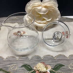 Princess House Heritage Hand Blow Glass Jar & Lid, Vintage Princess House, Heritage Pattern Jar, Jam, Honey Jar, Condiment Jar image 6