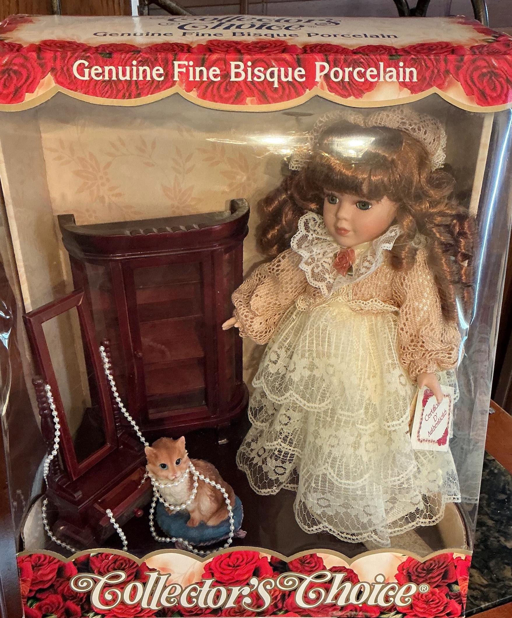 Collectors Choice Genuine Fine Bisque Porcelain Doll With Pearls