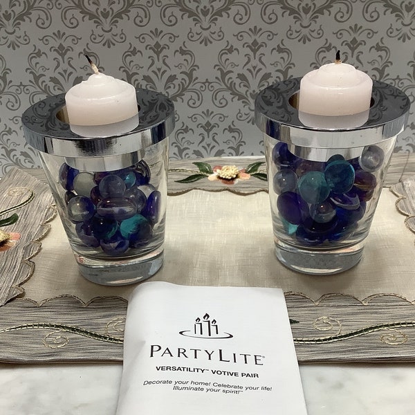 Pair of PartyLite “Versitility” Glass Votive, Tealight  Candleholders, Glass Candleholders, Partylite Candleholders, Home Decor, Gift Ideas