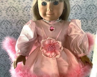 Handmade Pink Party Dress for 18” American Girl Doll: Vintage Doll Clothes