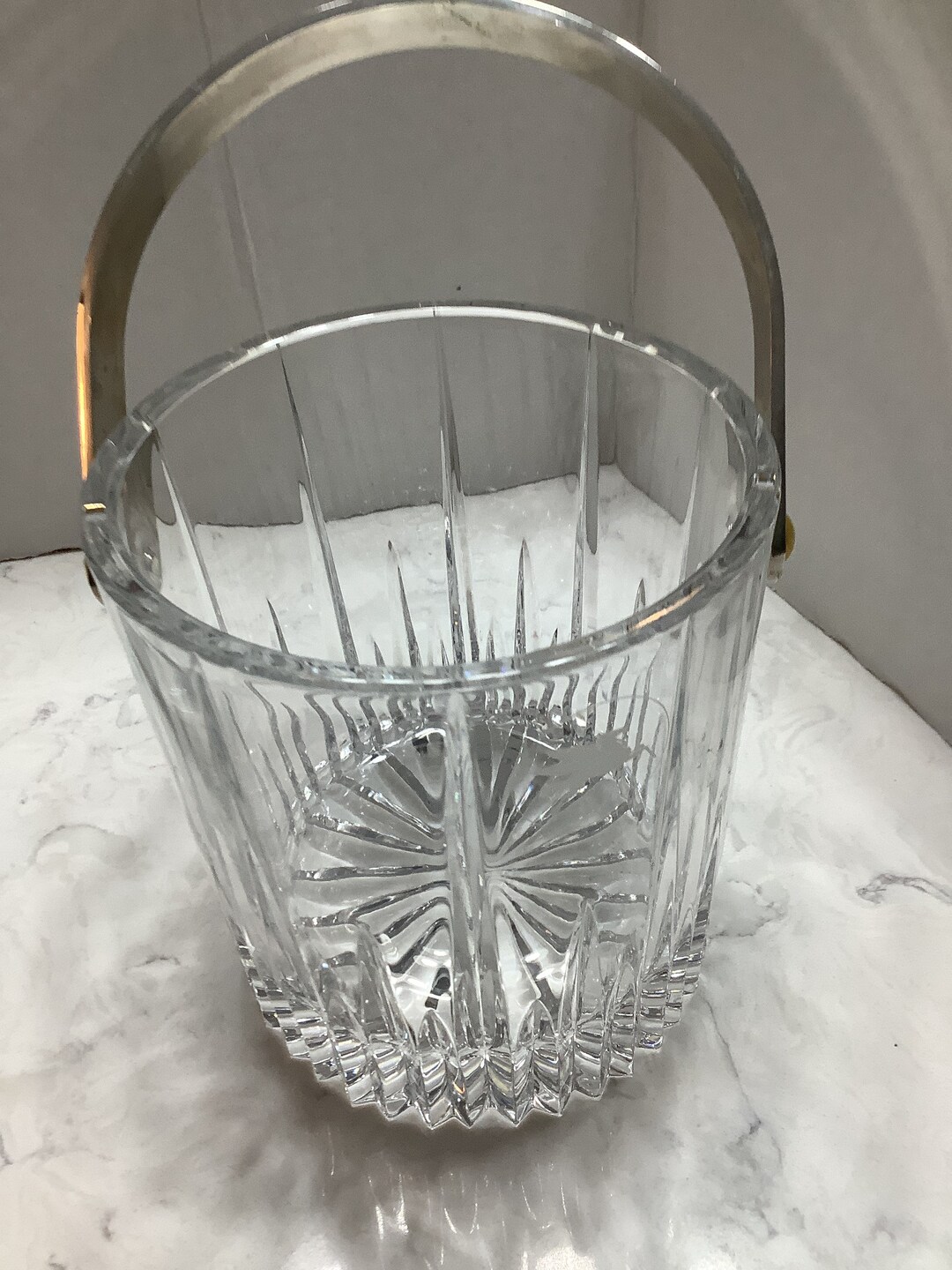 Vintage Crystal Ice Bucket Glass Ice Bucket With Handle Etsy