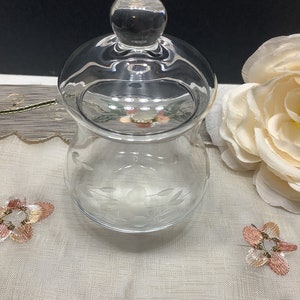 Princess House Heritage Hand Blow Glass Jar & Lid, Vintage Princess House, Heritage Pattern Jar, Jam, Honey Jar, Condiment Jar image 8