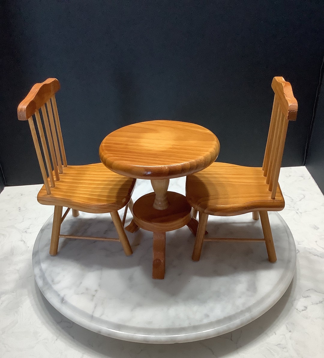 Wooden Doll Table and Chairs High Back Chairs Petite Doll Furniture