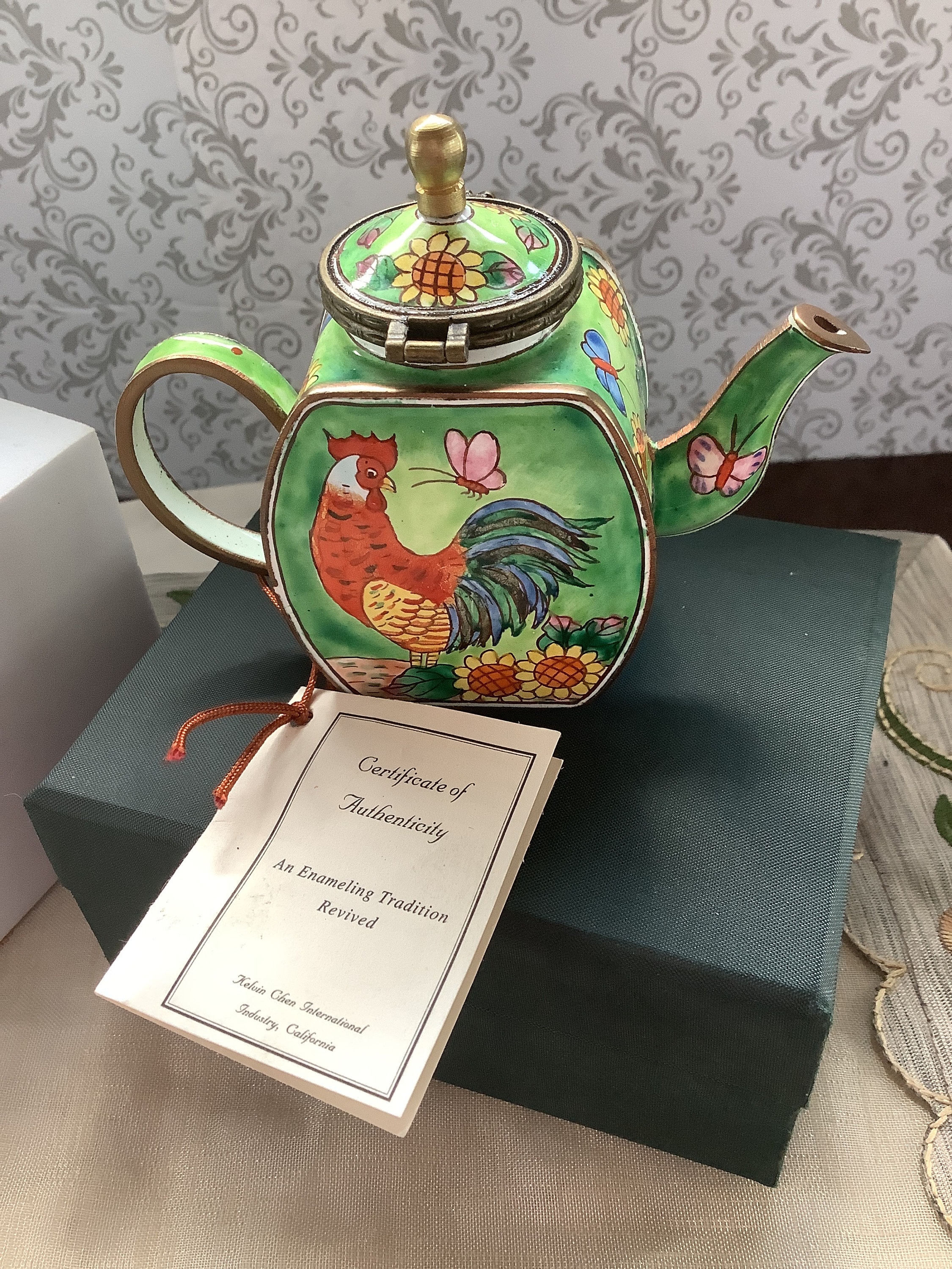 miniature enamel teapots