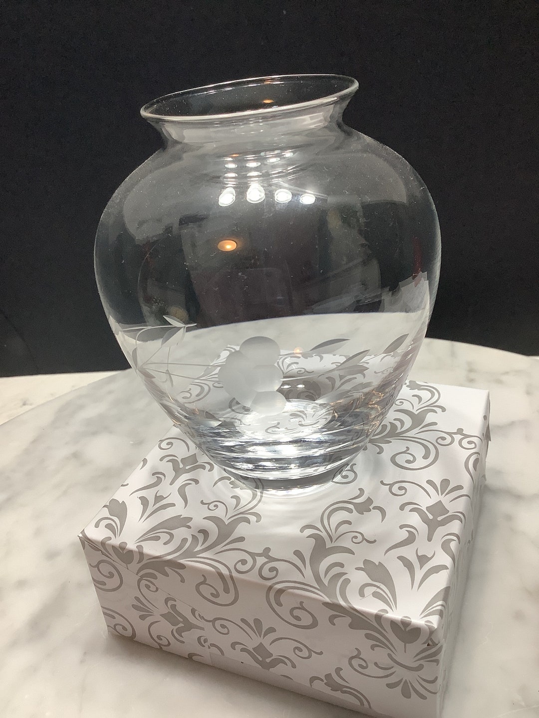 Vintage Princess House Crystal Heritage Pattern Clear Flower Glass Vase