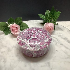 Vintage Royal Crown Porcelain Trinket Box, Made in Japan, Dresser Box, Vanity Porcelain Trinket Box, Powder Box, Gift Ideas