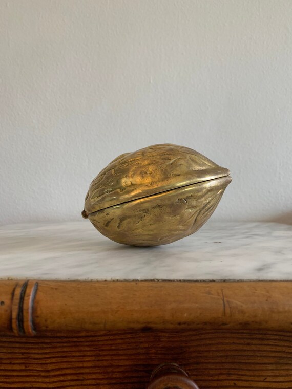 Vintage Brass Walnut Nutcracker Etsy