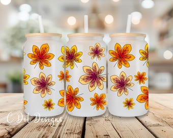 Bright Fall Leaves - Fall UV DTF Transfer Wrap - 16oz Glass Can | Permanent Transfer | Coffee Mug | Snow Globe Tumbler Wrap