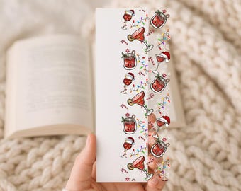 Holiday Cocktails UV DTF Bookmark Decal - Ready to Apply | DIY Acrylic Bookmarks | Book Lover Gifts | Book Accessories (B015)