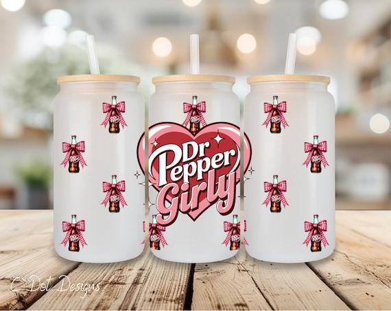 DP Girly Coquette Bows UV DTF Wrap - 16oz Glass Can | Permanent Transfer | Coffee Mug | Snow Globe Tumbler Wrap