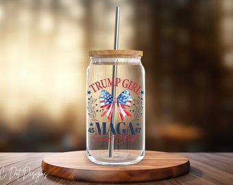 Trump Girl MAGA Social Club - Patriotic UV DTF Decal - Glass Can | Tumbler Decal | Coffee Mug Transfer | Journal Sticker | Scrapbooking