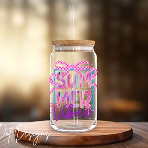 Summer Vibes Coquette - UV DTF Decal - Glass Can | Tumbler Decal | Coffee Mug Transfer | Journal Sticker | Scrapbooking (D206)