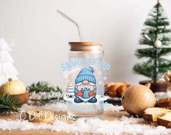 Snuggle Up Gnomies - UV DTF Decal - Glass Can | Tumbler Decal | Coffee Mug Transfer | Journal Sticker | Scrapbooking