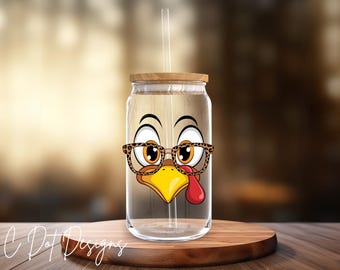 Turkey Face - Fall UV DTF Decal -  Funny Decal Glass Can | Tumbler Decal | Coffee Mug Transfer | Journal Sticker (F001)
