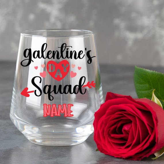Galentine's Squad Wine Glass Decal Personalized UV DTF - Girls Night | Galentine Party Gifts | DIY Party Favor| Personalized Gift