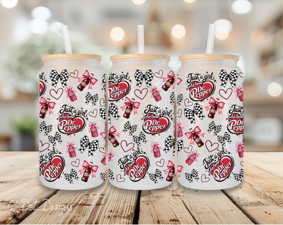 DP Coquette Bows UV DTF Wrap - 16oz Glass Can | Permanent Transfer | Coffee Mug | Snow Globe Tumbler Wrap