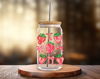 Strawberry Collage - UV DTF Decal - Glass Can | Tumbler Decal | Coffee Mug Transfer | Journal Sticker | Scrapbooking (D191)