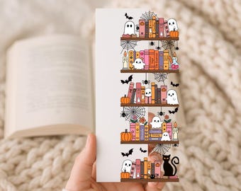 Halloween UV DTF Bookmark Decal - Books & Ghosts | Ready to Apply | diy Acrylic Bookmarks | Book Lover Gifts | Book Accessories (B191)