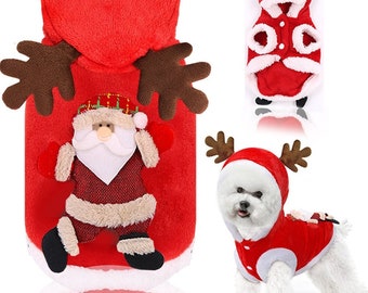 Christmas Costume for Dogs & Cats | Santa Claus Christmas Tree Cute Costumes/Cosplays/ Outfits for Pet Holiday Season Gift for Pets Owners