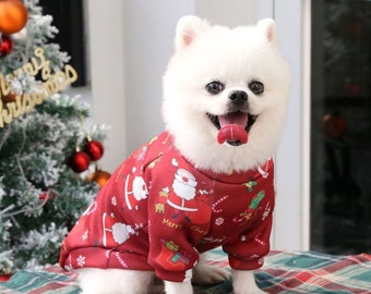 Cozy Christmas Pet Hoodie Pajamas for Dogs & Cats 2021 | Cute Costumes/Cosplays/ Outfits for Pet Holiday Season Gift for Pets Owners
